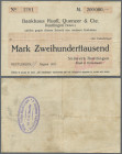 Deutschland - Notgeld - Württemberg: Reutlingen, Südwerk Reutlingen Rüedi & Eichenbaum, 200 Tsd. Mark, 29. (handschr.) 8.1923, Scheck auf Bankhaus Ruo...
