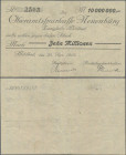Deutschland - Notgeld - Württemberg: Wildbad, Stadtgemeinde, 10 Mio. Mark, 20.9.1923, Scheck auf Oberamtssparkasse Neuenbürg Zweigstelle Wildbad, Erh....