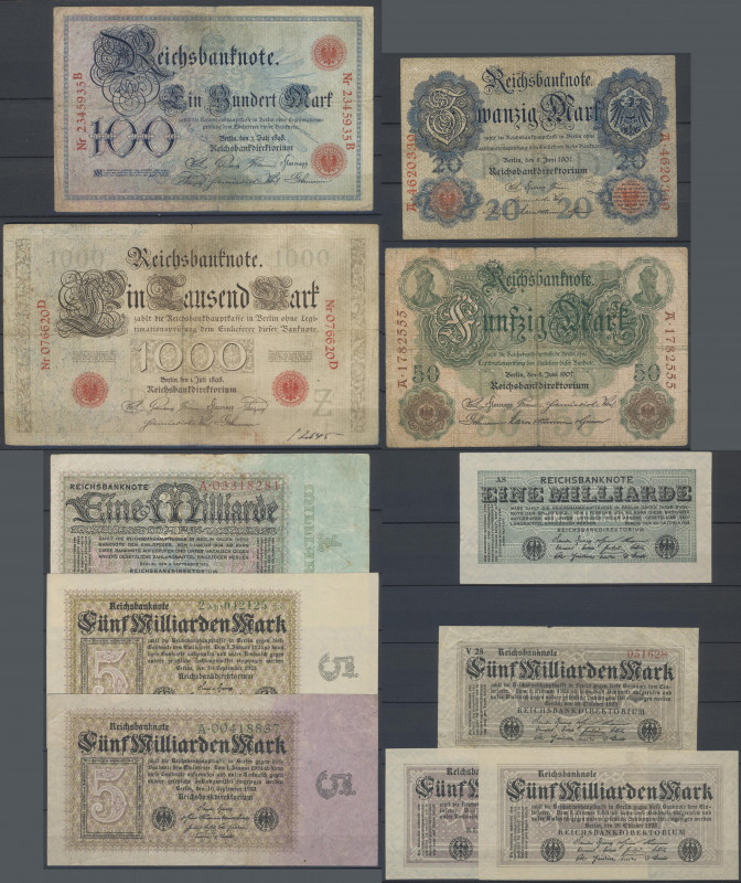 Deutschland - Deutsches Reich bis 1945: Zwei Alben mit über 300 Banknoten aus De...