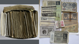 Deutschland - Deutsches Reich bis 1945: Eine Schachtel voll mit diversen Banknoten, überwiegend Reichsbanknoten und Kassenscheine, dabei 10 Mark 1906 ...