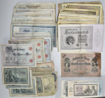 Deutschland - Deutsches Reich bis 1945: Eine Schachtel voll mit diversen Banknoten, überwiegend Reichsbanknoten und Kassenscheine, dabei 5 Mark 1904 (...