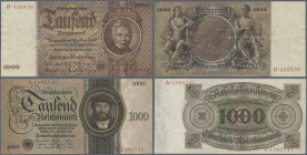 Deutschland - Deutsches Reich bis 1945: Sehr schönes Lot mit 17 Banknoten der Ausgaben 1924-1942, dabei 1000 Reichsmark 1924 (Ro.172, R/A, aUNC/UNC), ...