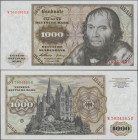 Deutschland - Bank Deutscher Länder + Bundesrepublik Deutschland: 1000 DM 1960, Serie ”W/B”, Ro.268a (P.24a), winzige herstellungsbedingte Druckstelle...