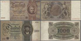 Deutschland - DDR: Lot mit 5 Banknoten zu 1000 Reichsmark 1924 (Q,R,T) und 1936 (A/G, E/B), alle mit Perforation ”Muster” und laufender Seriennummer (...
