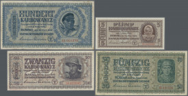 Deutschland - Nebengebiete Deutsches Reich: Zentralnotenbank Ukraine 1942, Lot mit 19 Banknoten, dabei 5x 1 Karbowanez (Ro.591, VF-UNC), 5x 5 Karbowan...
