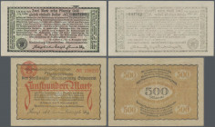 Deutschland - Länderscheine: Mecklenburg-Schwerin, Staatsministerium, 45 Scheine ab 25 und 50 Pf. über 100 und 500 Mark 1922, die Überdruckscheine zu ...