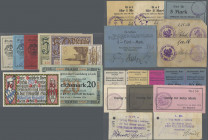 Deutschland - Notgeld: Drei prall gefüllte Alben mit alten Notgeldsammlungen. Zwei Alben enthalten eine alphabetisch angelegte Sammlung mit mehr als 2...