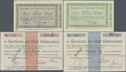 Deutschland - Notgeld: Lot mit 71 Notgeldscheinen mit Billionen, dabei u.a. Wattenscheid 50 Pfennig, 1 und 2 Mark Stadtsparkasse 1914, Overath 1, 2 un...