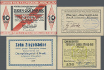 Deutschland - Notgeld: Wetbeständiges Notgeld / Sachwertscheine, kleines Lot mit 40 Scheinen, dabei Aachen Tietz (6 Stück bis 10 GM), Bamberg Baumwoll...