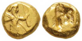 Perse, Royaume Achéménide Darius Ier à Xerxès (485-420) avant J.-C.
Darique, AU 8.3 g.
Avers : Roi perse à genoux à droite tenant une lance et un ar...