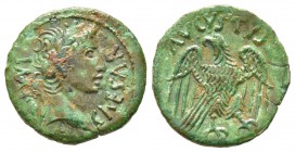 Avgvstvs 27 avant  J.-C. - 14 après  J.-C. 
Quadrans, Lugdunum, 10 avant J.-C., AE 2.1 g.
Avers : IMP CAESAR Tête laurée d'Augustus à droite.
Rever...