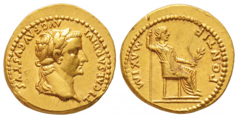 Tiberius 14-37 après J.-C.
Aureus, Gaule, Lugdunum (Lyon), 14-17 après J.-C., A...