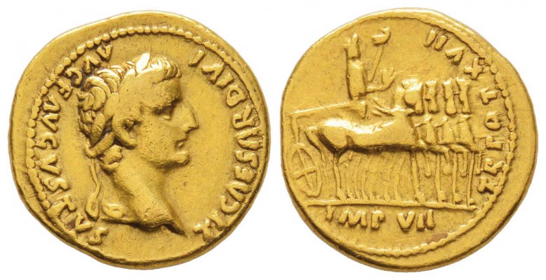 Tiberius 14-37 après J.-C.
Aureus, Lugdunum, 15-16 après J.-C., AU 7.6 g.
Aver...