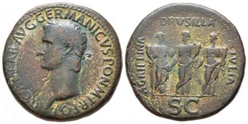 
Caligula 37-41 après J.-C.
Sesterce, Rome, 37-38 après J.C., AE 25 g. 
Avers...