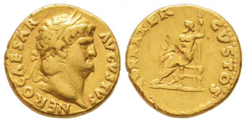 Nero 54-68 après  J.-C. 
Aureus, Rome, 65-68, AU 7.32 g.
Avers : NERO CAESAR A...