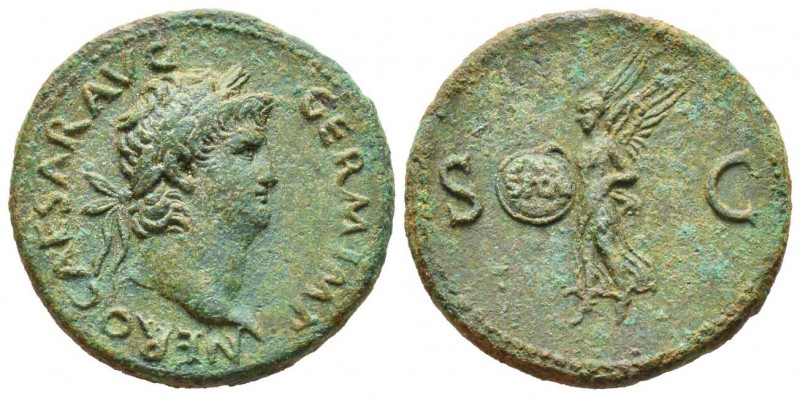 Nero 54-68 après  J.-C. 
As, Lugdunum, 66 après J.C., AE 12 g. 
Avers : NERO C...