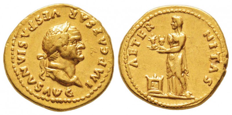 Vespasianus 69-79 après J.-C. 
Aureus, Rome, 75-79 après JC, AU 7.33  g.
Avers...