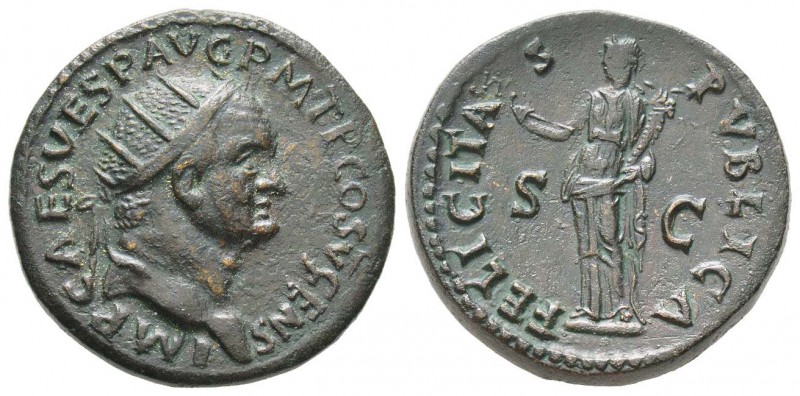Vespasianus 69-79 après J.-C. 
Dupondius, Rome, 74 après J.C., AE 12.6 g. 
Ave...