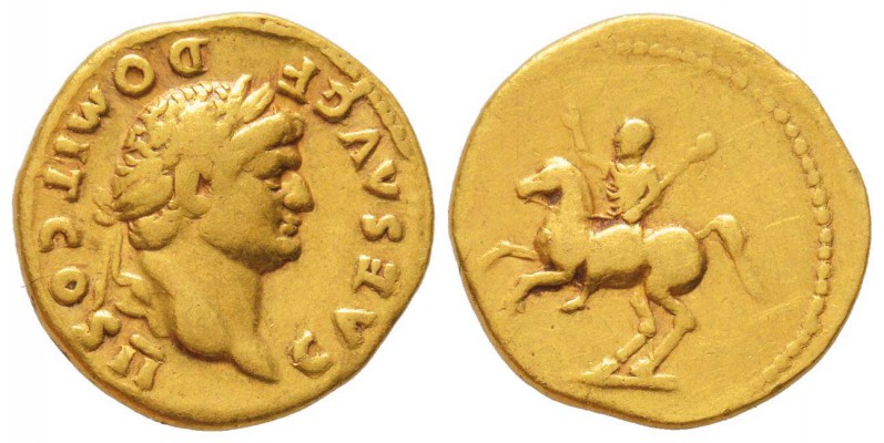 Domitianus 81-96
Aureus, Rome, 73, AU 7.1 g.
Avers : CAES AVG F DOMIT COS II T...