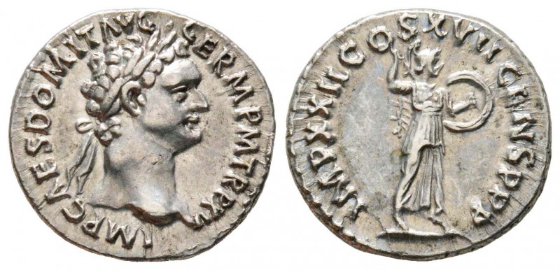 Domitianus 81-96
Denarius, Rome, 95-96, AG 3.29 g.
Avers : IMP CAES DOMIT AVG ...