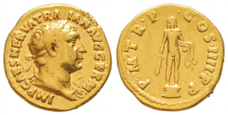 Traianus 98-117
Aureus, Rome, 101-102, AU 7.1 g.
Avers : IMP CAES NERVA TRAIAN...