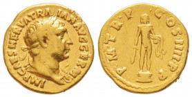 Traianus 98-117
Aureus, Rome, 101-102, AU 7.1 g.
Avers : IMP CAES NERVA TRAIAN AVG GERM Buste lauré de Traianus à droite, avec l'égide sur l'épaule ...