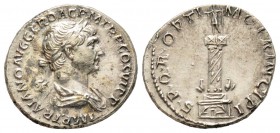 Traianus 98-117
Denarius, Rome, 112-117, AG 3.46 g.
Avers : IMP TRAIANO AVG GER DAC P M TR P COS VI P P Tête laurée à droite.
Revers : S P Q R OPTI...