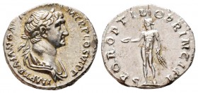 Traianus 98-117
Denarius, Rome, 112-117, AG 3.41 g.
Avers : IMP TRAIANO AVG GER DAC P M TR P COS VI P P Tête laurée à droite.
Revers : S P Q R OPTI...
