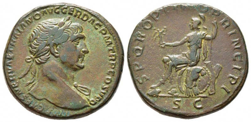 Traianus 98-117
Sesterce, Rome, 103-111, AE 22.81 g. 
Avers : IMP CAES NERVAE ...
