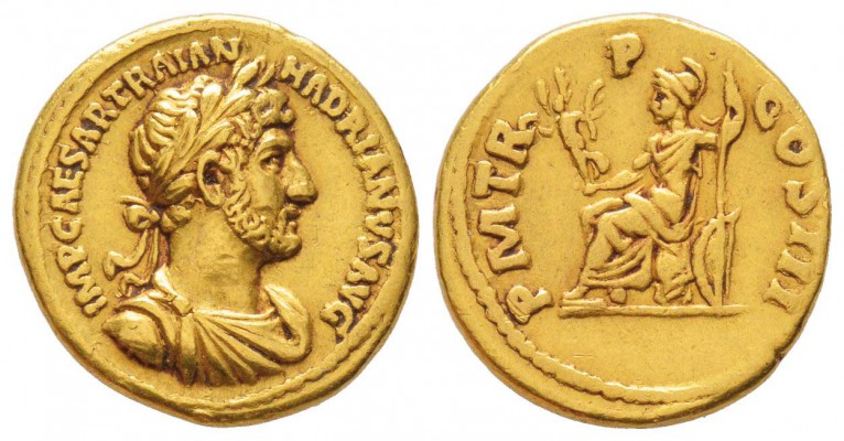Hadrianus 117-138
Aureus, Rome, 119-122, AU 7.05 g.
Avers : IMP CAESAR TRAIAN ...