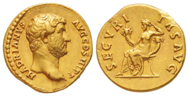 Hadrianus 117-138
Aureus, Rome, 134-138, AU 6.85 g.
Avers : HADRIANVS AVG COS ...