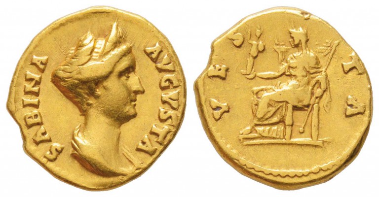 Hadrianus pour Sabina, Augusta 128-136
Aureus, Rome, 128-136, AU 7.18 g.
Avers...