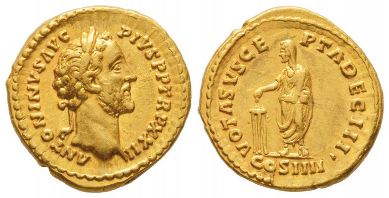 Antoninus Pius 138-161
Aureus, Rome, 158-159, AU 7.26 g.
Avers : ANTONINVS  AV...