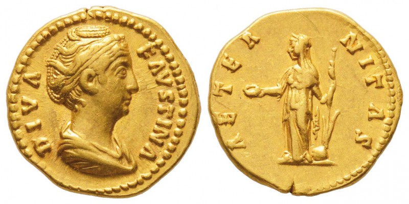 Antoninus Pius pour Faustina, Augusta 138-141
Aureus, Rome, 141-161, AU 7.13 g....