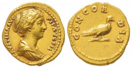 Marcus Aurelius pour Faustina II, Augusta 147-176
Aureus, Rome, 138-161, AU 7.23 g.
Avers : FAVSTINA AVG P II AVG FIL Buste drapé de Faustine Jeune ...