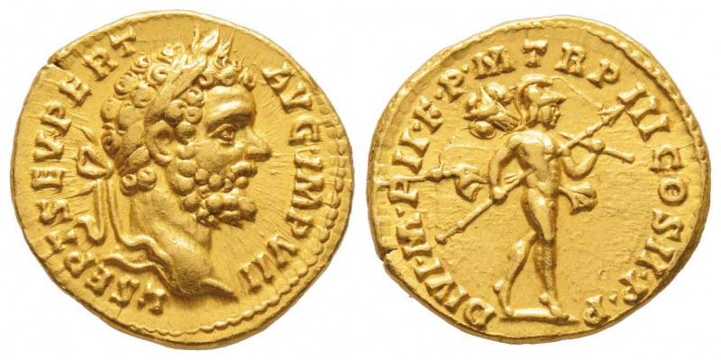 Septimius Sévère 193-211
Aureus, Rome, 195, AU 7.11 g.
Avers : L SEPT SEV PERT...