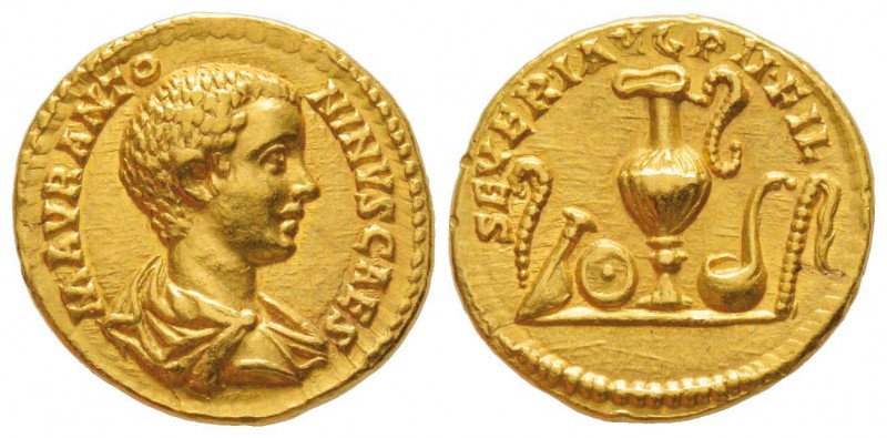 Caracalla 211-217
Aureus, Rome, 196, AU 7.35 g.
Avers : M AVR ANTONINVS CAES. ...