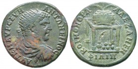 Caracalla 211-217
Bronze Philippolis, Thrace, 198-217, AE 23.31g.
Avers : AYT KMAYPCEVH ANTWNEINOC Buste radié de Caracalla à droite.
Revers : KΟIN...
