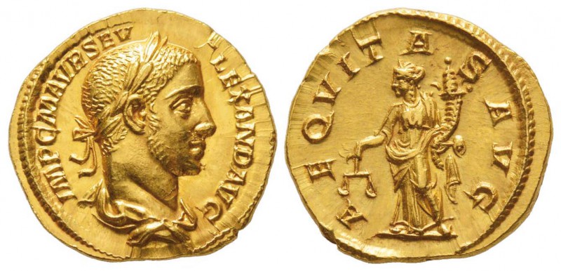 Severus Alexander 222-235
Aureus, Rome, 226, AU 6.29 g.
Avers : IMP C M AVR SE...