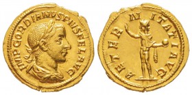 Gordianvs III 238-244
Aureus, Rome, 241-243, AU 4.85 g.
Avers : IMP GORDIANVS PIVS FEL AVG Buste lauré et drapé de Gordianus à droite.
Revers : AET...