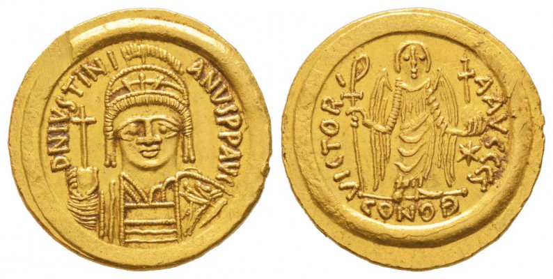 Iustinianus 527-565
Solidus, Ravenne, 542-565, AU 4.45 g. 
Avers : D N IVSTINI...