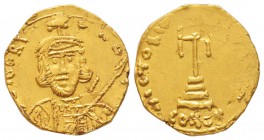 Tiberius III 698-705
Solidus, Syracuse, AU 3.7 g. 
Avers : D TIBERI AVGY Buste de Tiberius à droite.
Revers : VICTORIA (AVGY) C. Croix. CONOB
Ref ...