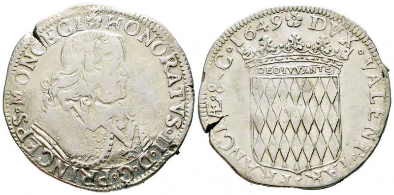 Monaco, Honoré II 1604-1662
Écu de 3 Livres ou 60 Sols, 1649, AG 26.69 g. 
Ave...