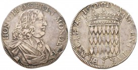 Monaco, Honoré II 1604-1662
Écu de 3 Livres ou 60 Sols buste drapé, 2ème type, 1652, AG 26.88 g. 
Avers : HONO II D G PRIN MONOECI Buste drapé à dro...