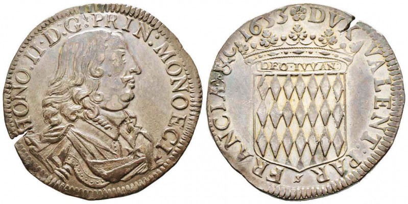 Monaco, Honoré II 1604-1662
É́cu de 3 Livres ou 60 Sols, 1653, AG 27.05 g.
Ave...
