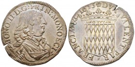 Monaco, Honoré II 1604-1662
É́cu de 3 Livres ou 60 Sols, 1653, AG 27.05 g.
Avers : HONO II D G PRIN MONOECI Buste drapé et cuirassé à droite avec...