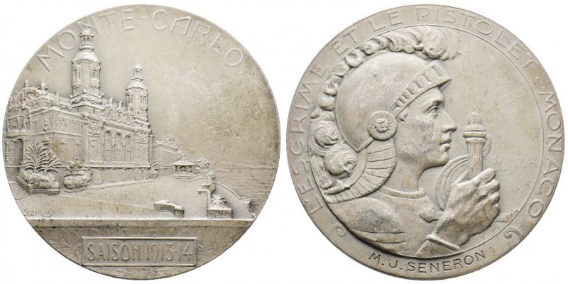 Monaco, Albert Ier 1889-1922
Médaille en argent, Escrime et Pistolet par  Szirm...