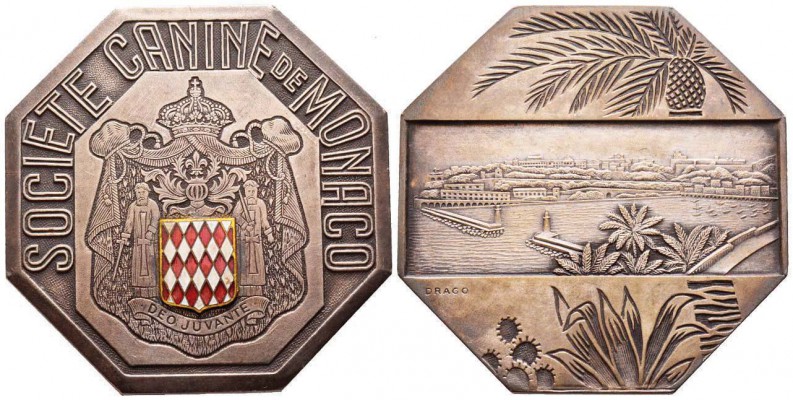 Monaco, Albert Ier 1889-1922
Médaille en argent, Société canine, ND, par Drago,...