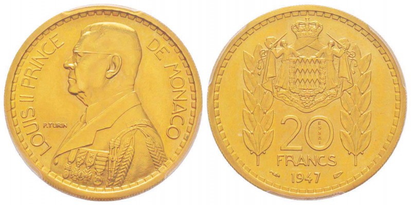 Monaco, Louis II 1922-1949
20 Francs Essai 1947, AU 18.8 g. 
Ref : G. MC135
C...