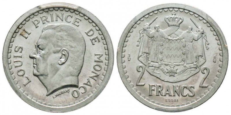 Monaco, Louis II 1922-1949
2 Francs Essai, sans date (1943), Al 2.2 g. Tranche ...
